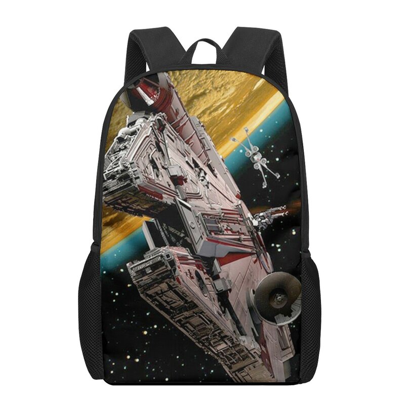 outer space Spaceship UFO Print School Bags for Boys Girls Primary Students Backpacks Kids Book Bag Satchel Back Pack