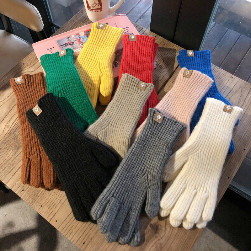 Guanti invernali da donna lavorati a maglia caldi con dita intere guanti Touch Screen in lana spessi caldi e morbidi guanti da guida di alta qualità