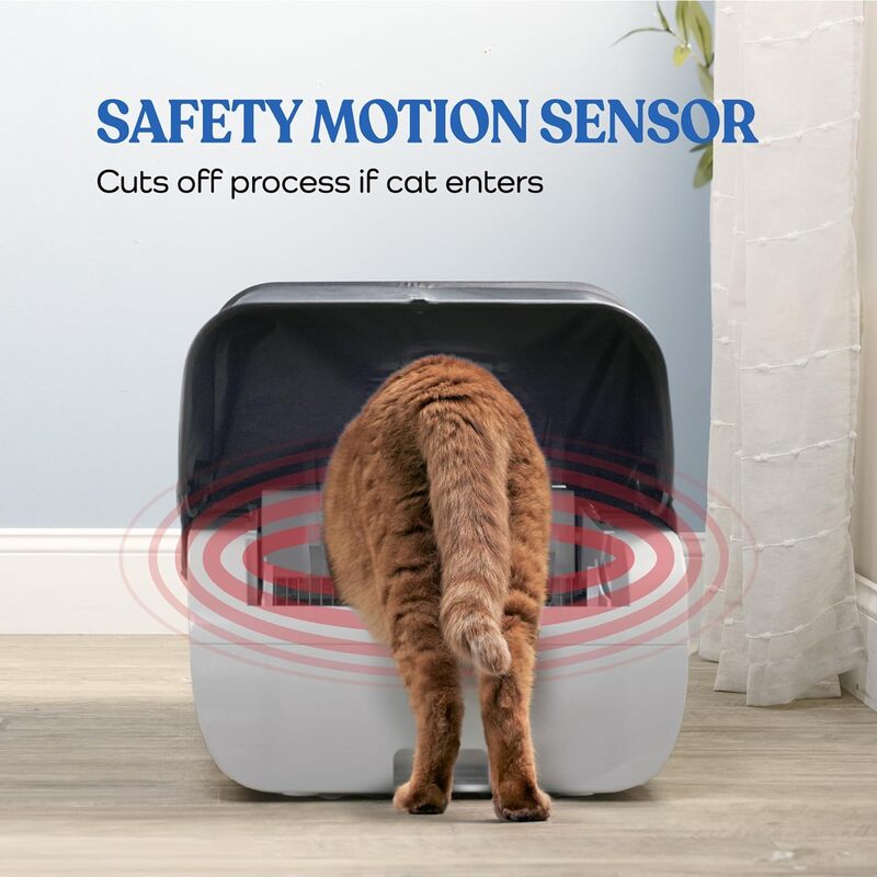 Caja de arena automática inteligente para gatos, autolimpieza con eliminador de olores incorporado, funciona con aglomerado, sin recargas costosas