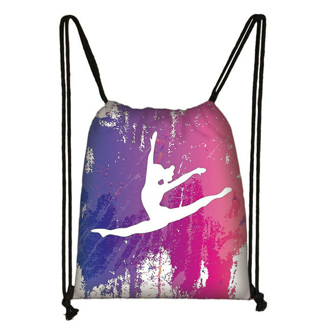体操水彩画プリント巾着バッグ,女性用収納バッグ,10代の女の子用トラベルバックパック,靴ホルダー,ギフト