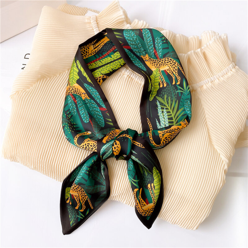 Bufanda de seda estampada para mujer, bufandas de lujo para el cuello y el pelo, cintas de lazo para bolso, accesorios para la diadema, novedad de verano 2022