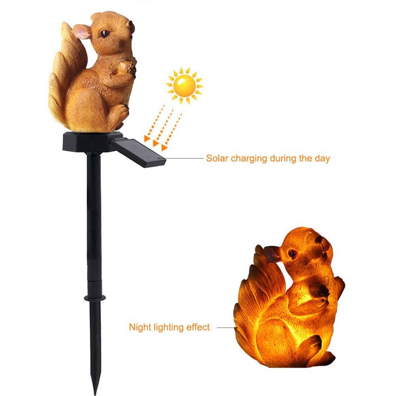 1pcs Outdoor Solar LED Light Squirrel Lamp Waterproof Yard Landscape Squirrel Shape Decorative Light for Garden Yard