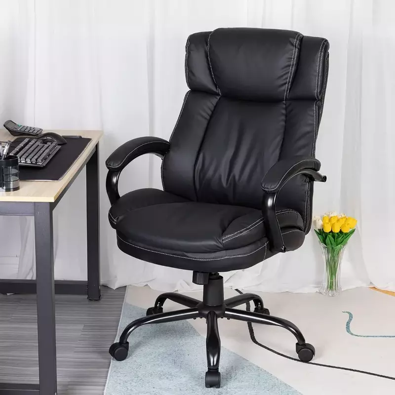 Silla de oficina grande y alta, sillón ergonómico de cuero PU para escritorio, asiento ancho de 500 libras, muebles para jugadores, diseño móvil, para juegos