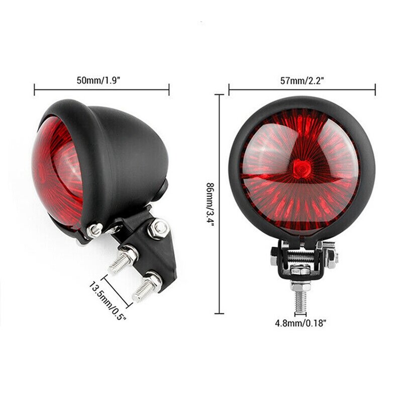Luz trasera LED para motocicleta, lámpara de freno, para Bobber, Chopper, Cafe, color negro, 2 unidades