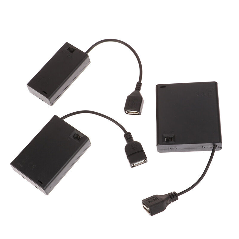 Portátil Mini AA Battery Holder Caixa de armazenamento, USB Power Supply Case, caixa de bateria para 5ª e 7ª Baterias, DC 4.5V
