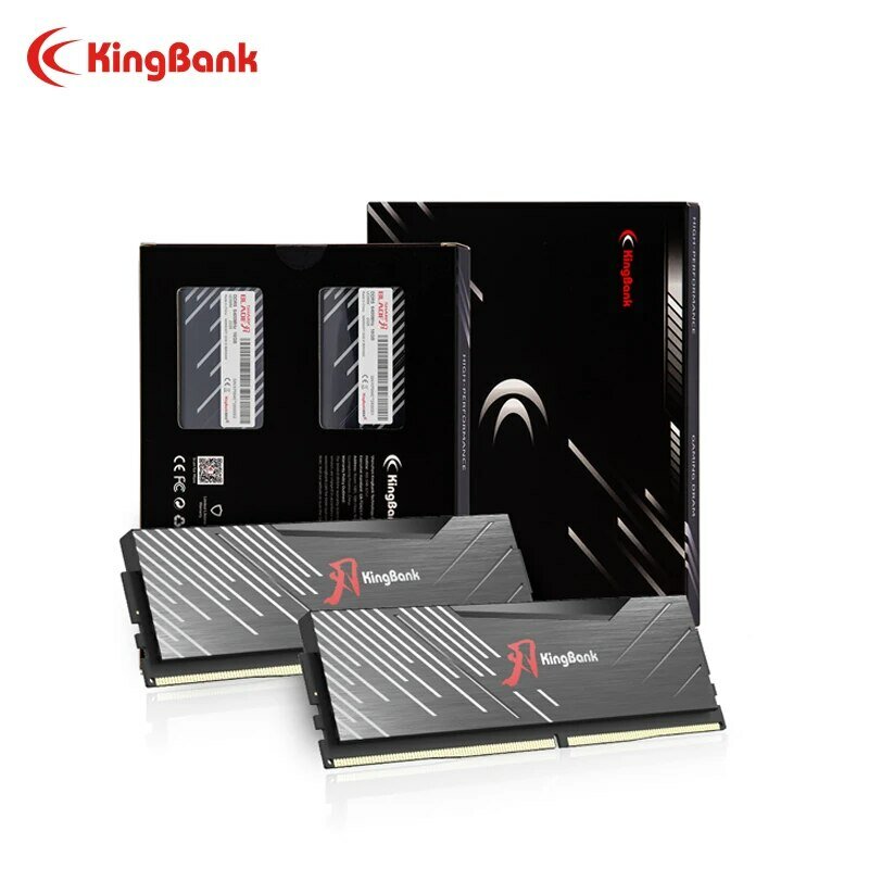 Kingbank 데스크탑 컴퓨터 메모리 메모리 지지대 마더보드, 방열판 포함, DDR5, 16GB RAM, 6000MHz, 6400MHz, 6800MHz, XMP PC, 2 Pics