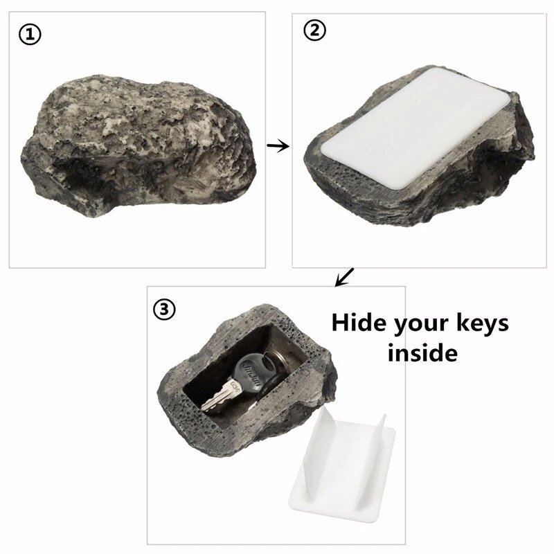 กล่องเก็บกุญแจสวนสำรองกลางแจ้งกล่องหินซ่อนในหินปลอดภัยเก็บของปลอดภัยกล่องเก็บของขนาดเล็ก