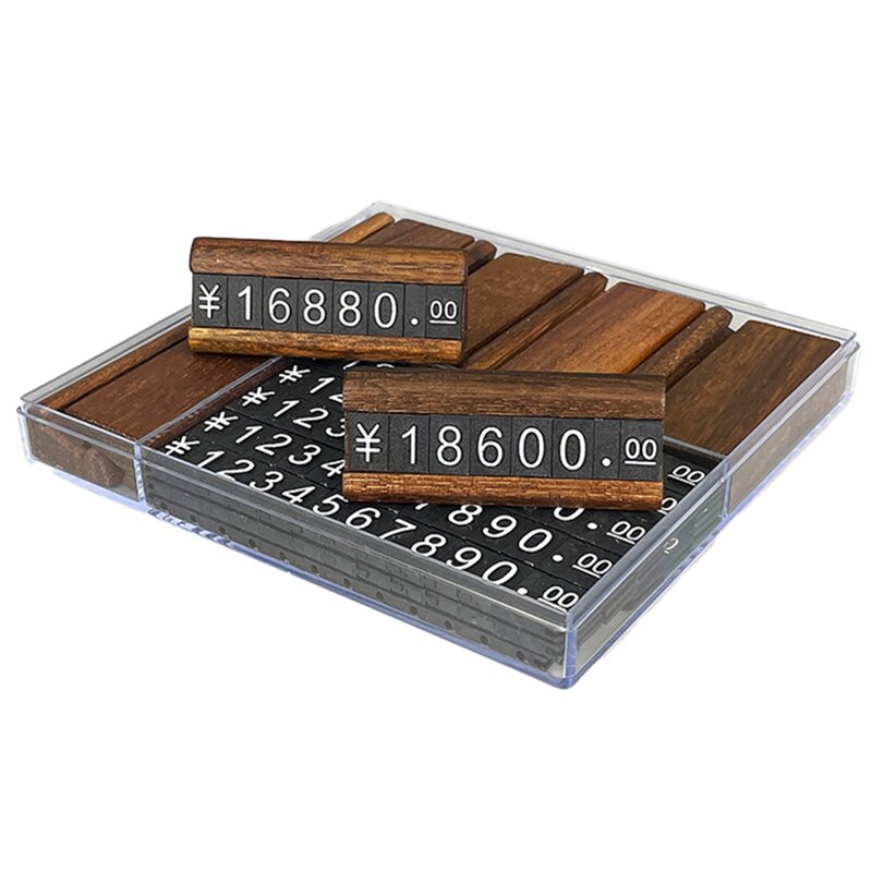 10 set/scatola Mini legno combinato numero prezzo cubo Tag gioielli numero regolabile prezzi etichetta segno titolare della carta supporto un durevole