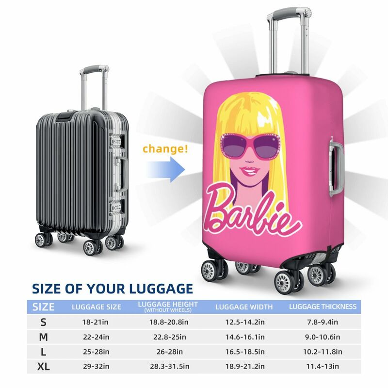 Custom Pink Girl Barbie Luggage Cover Elastic Travel Suitcase Protective Covers Fits 18-32 Inch