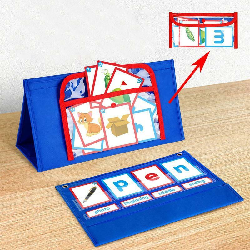 Word Building Pocket Chart Imagens Match Word Game Double Sided Table Top Pocket Chart Brinquedo educativo pré-escolar para crianças perfeito
