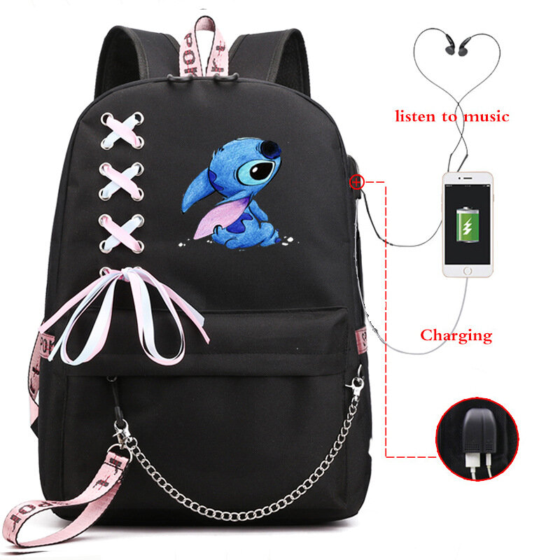 Lilo and Stitch Schoolbag Male and Female Student Backpack Backpack Best Gifts Large Capacity Girls Anime Kawaii