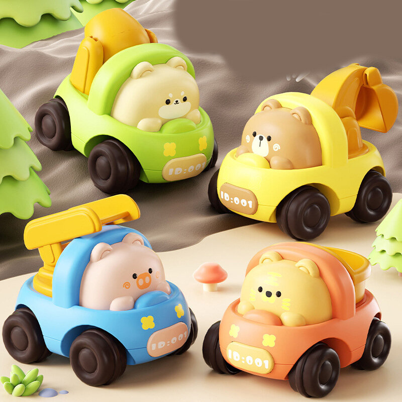 Baby Mini Cartoon Spielzeug Auto Presse Go Fahrzeuge Trägheit ziehen Autos für Kleinkinder Jungen frühe Bildung Krabbel spielzeug zurück