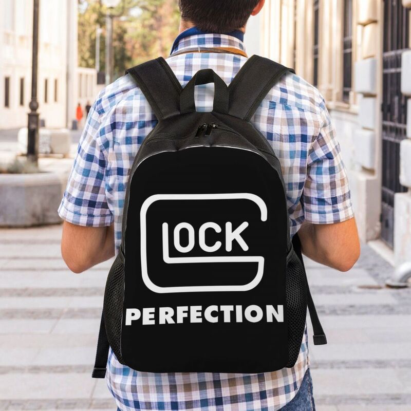 حقيبة ظهر للسفر مع شعار مسدس Glock-Handgun ، حقيبة كتب كمبيوتر مدرسية ، حقائب نهارية لطلاب الجامعات ، رجال ونساء ، الولايات المتحدة الأمريكية ، الموضة