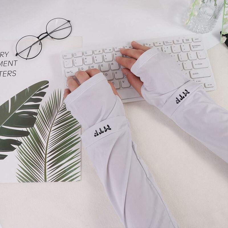 Elastic Sports Sun Protection Cycling Anti-UV Letter Summer Sunscreen Sleeves Driving  Arm Cover Women Arm Sleeves Ice Silk