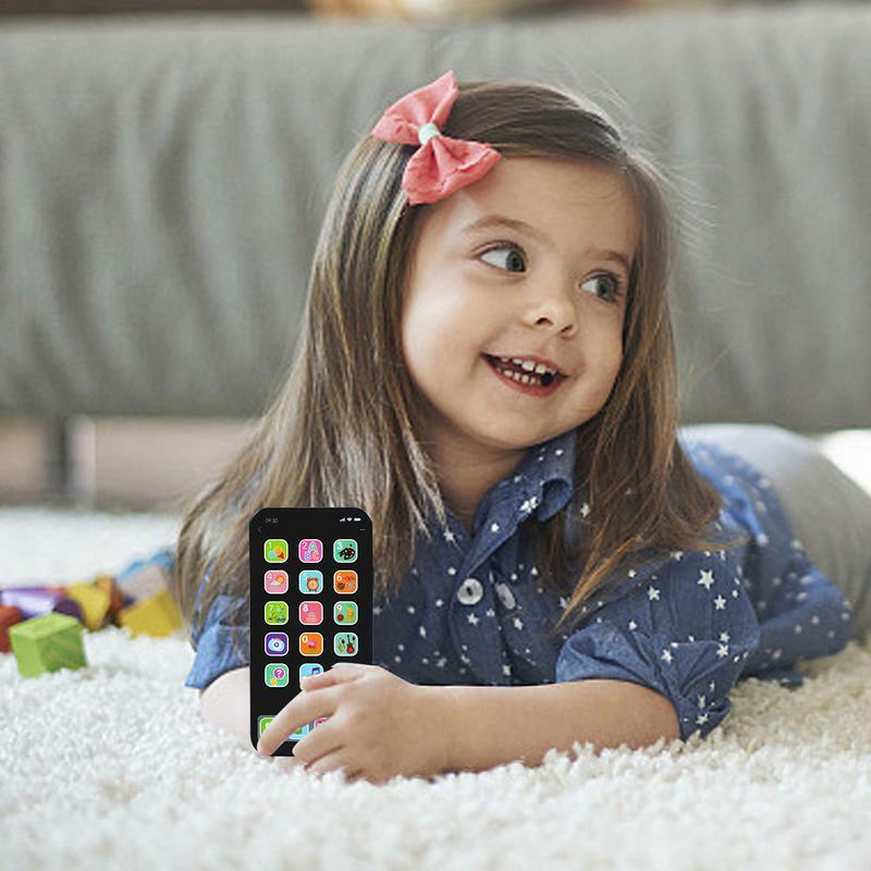 Teléfono móvil de juguete para niños, teléfono de juguete con pantalla táctil simulada con luces y sonido, LED interactivo, telé