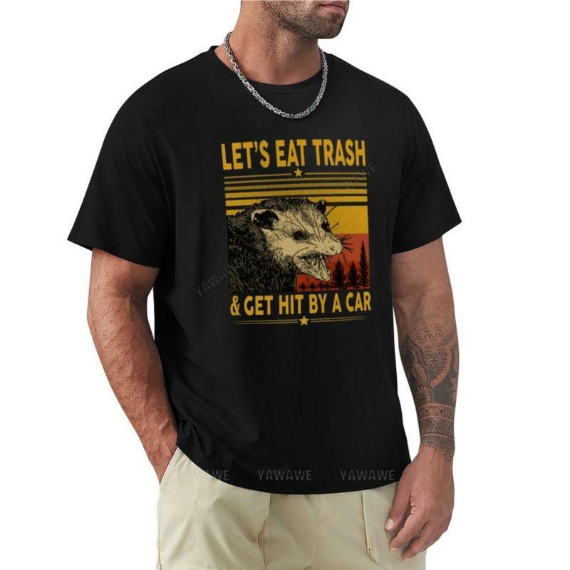man black tshirts summer t-shirt Let's Eat Trash Get Hit By A Car T-Shirt anime cute clothes men clothes