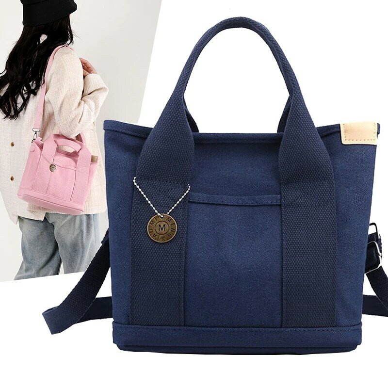 2024 New Women's Canvas Bag with Zipper Tote Bag Women's Large Capacity and Tough Old Japanese Thousand Layer Bag