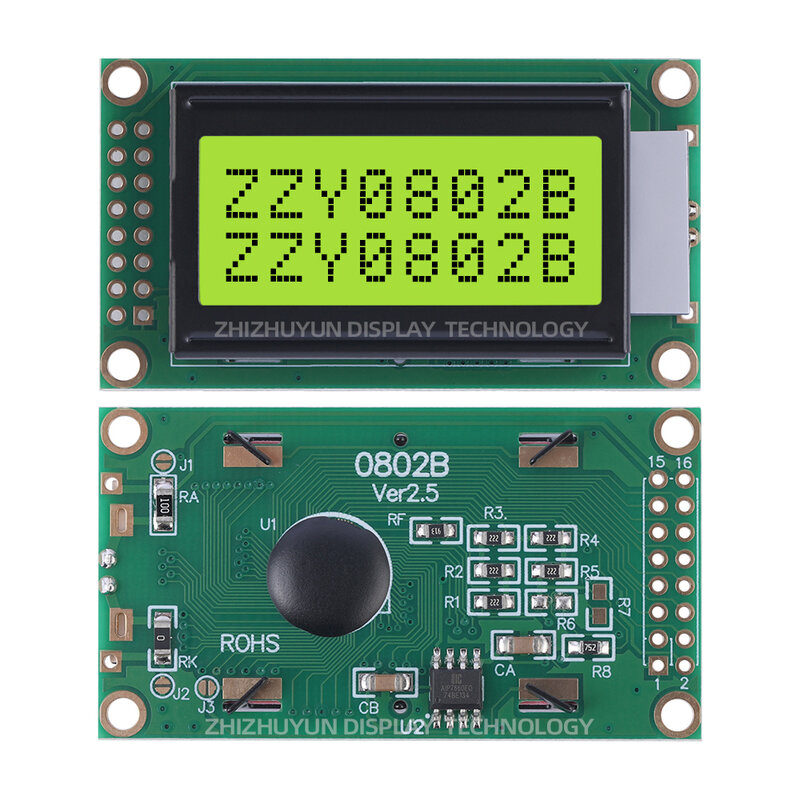 Multilingual Module 0802B 16PIN Character Screen Yellow Green Membrane LCD Screen LCM Display Screen 3.3V Spot Direct Shipment
