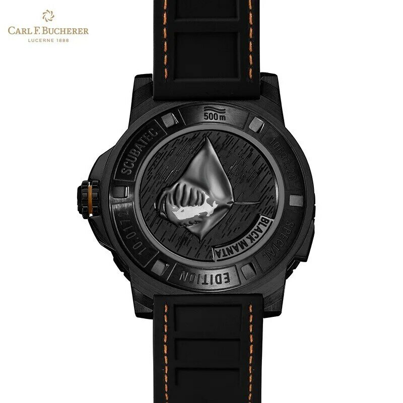Часы Carl F.Bucherer серии Pravi, механические мужские часы с глубоким погружением, черные, стандартные мужские роскошные спортивные часы, водонепроницаемые