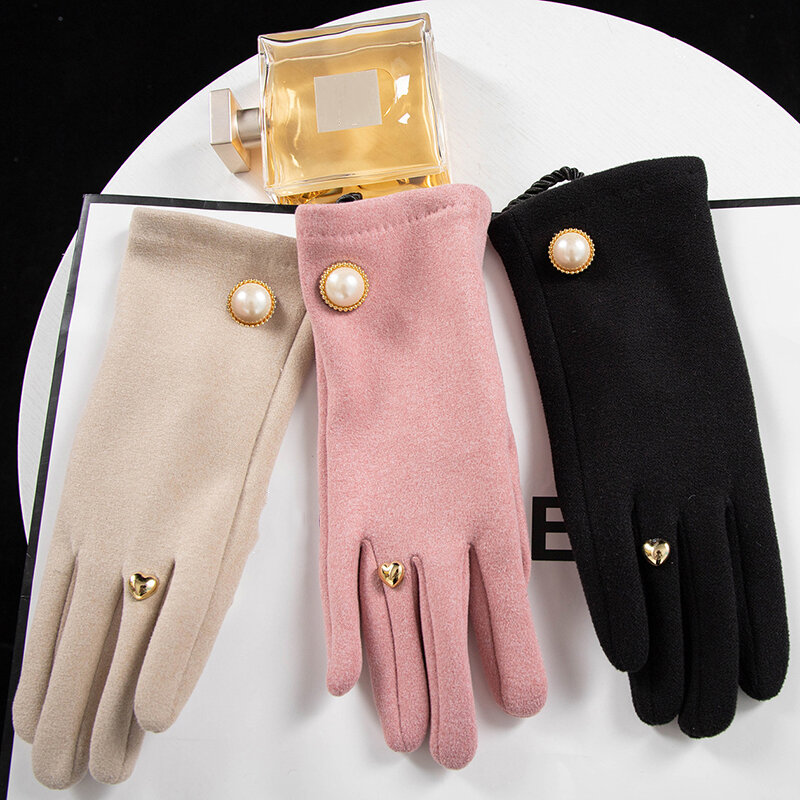 Women Fingerless Touch Screen Gloves Thicken Warm Hands Cycling Drive Full Finger Mittens Lady Fashion Grace Winter Gloves