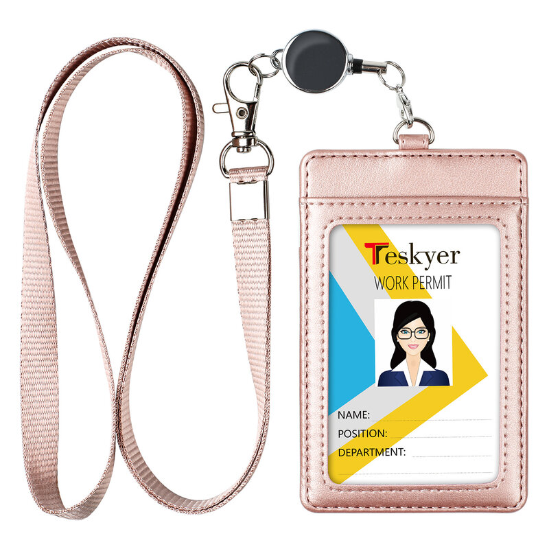 New Leather Multiple slot Card Sleeve ID Card Holder Badge Case Clear Bank Credit Card Clip Badge Holder accessori