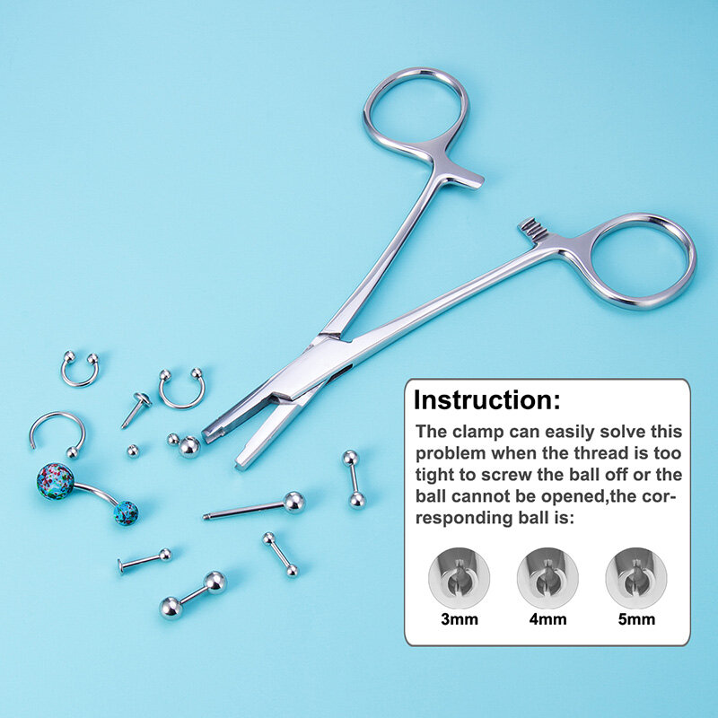 Surgical Steel Body Piercing Tool Forceps Needle Pipe Clamp Tweezers Open Close Ring Ball Plier Lip Belly Septum Piercing Tools