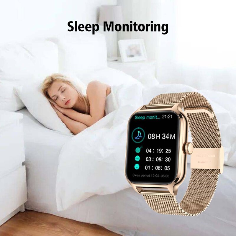 SENBONO-Smartwatch Esportivo para Homens e Mulheres, Chamada Bluetooth, Frequência Cardíaca, Rastreador de Oxigênio no Sangue, IOS, Android, Novo, 1.91"