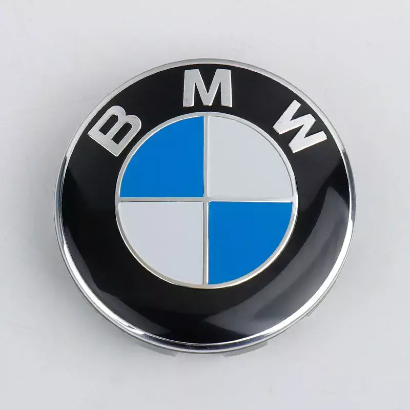 Emblema del cofano anteriore per BMW Race track Logo bianco nero 81mm + Badge posteriore 74mm + tappo del mozzo della ruota 68mm + 56mm adesivo del volante 46mm