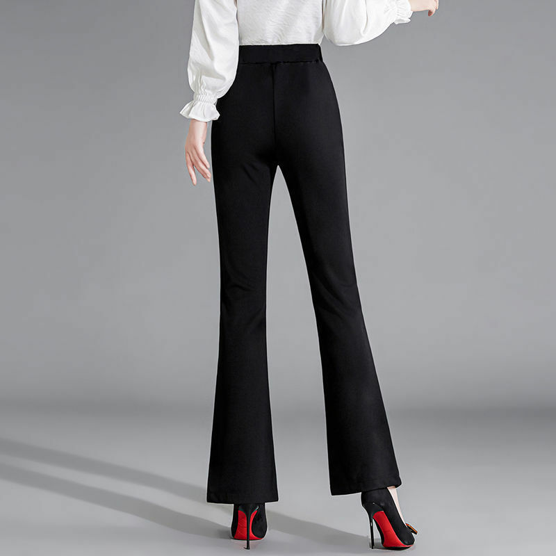 Frühling und Herbst neue Split-Anzug hose Damen Retro High Taille Slim-Fit Micro Flared Hose schwarz hohe Taille Anzug hose