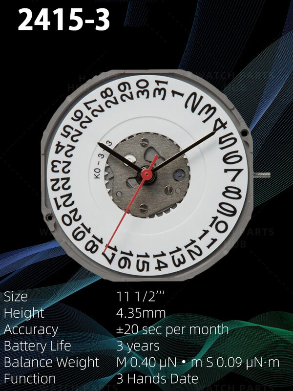 Brand new Miyota 2415 watch movement original quartz movement automatic movement 3 hands date 3:00 watch parts