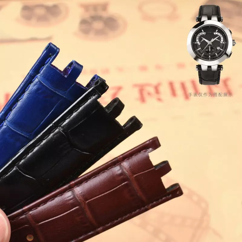 حزام ساعة رجالي من الجلد الطبيعي ، سلسلة Versace GMT ، واجهة محدبة مقعرة مزدوجة ، 22