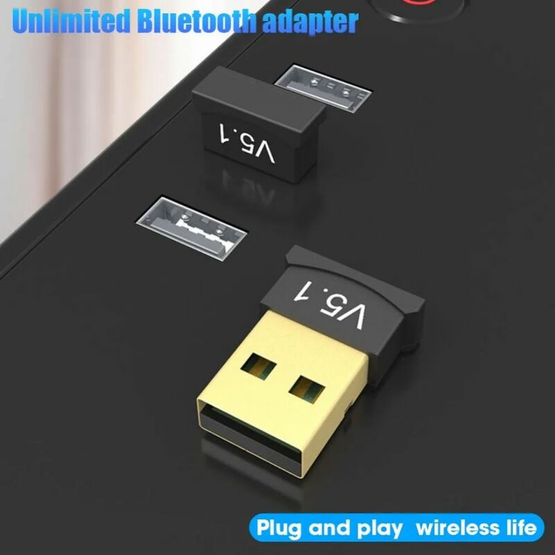 Adaptor USB Bluetooth 5.1, penerima Transmitter USB Bluetooth V5.1 Audio Bluetooth Dongle nirkabel USB adaptor untuk PC Laptop komputer