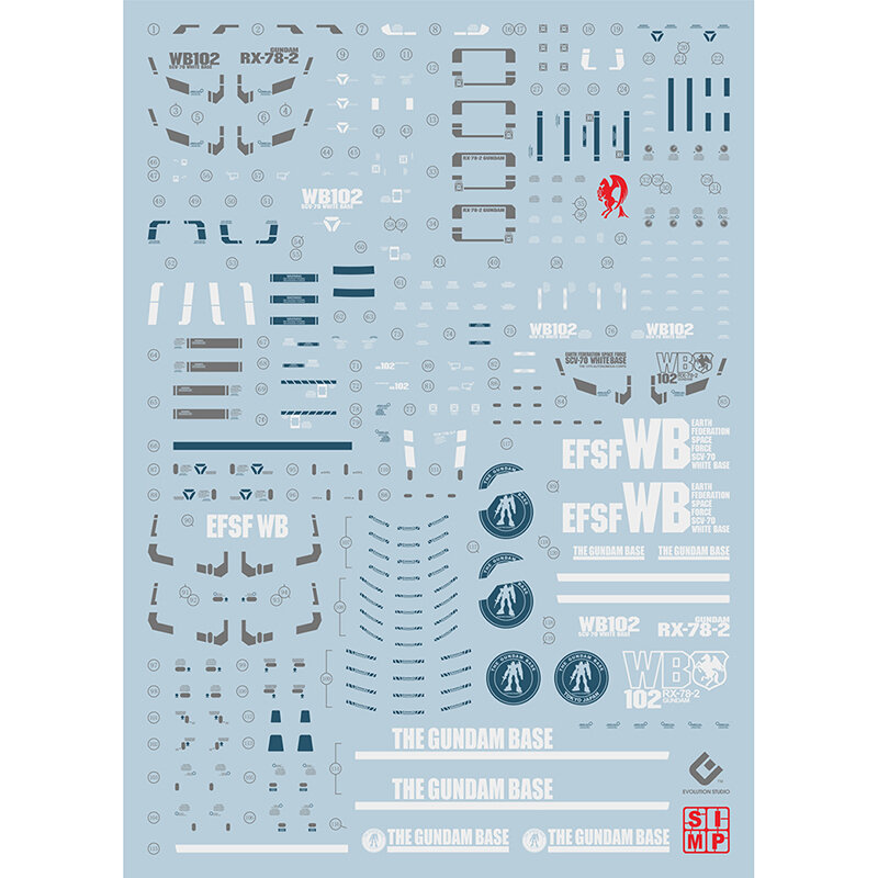 EVO Water Decals Model Slide Decals Tool For 1/100 MG RX-78-2 Ver 3.0 Fluorescent Sticker Collection Models Toys Accessories