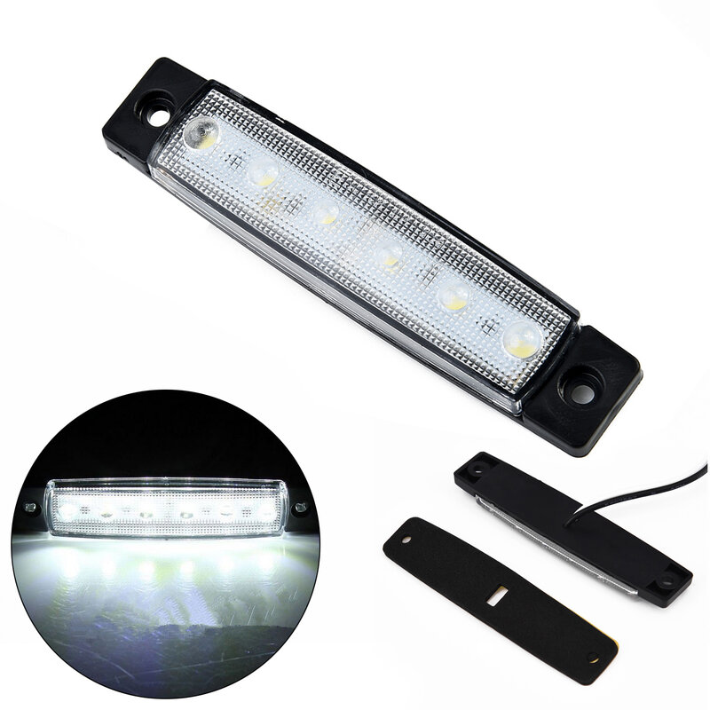 Lampu penanda samping 12V 6 LED putih dapat diandalkan untuk Trailer, truk, perahu, Bus, meningkatkan visibilitas dan memastikan perjalanan yang aman