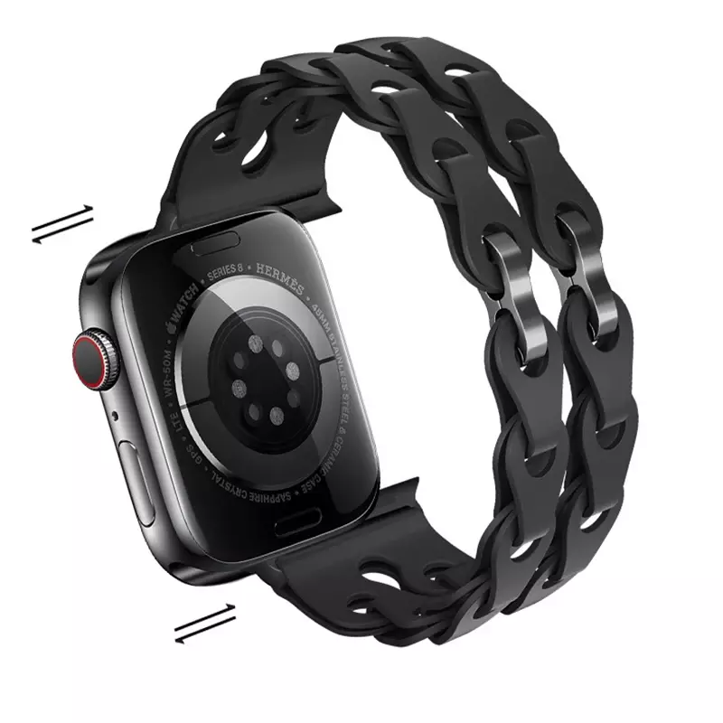 Tali jam tangan silikon untuk Apple Watch, tali jam silikon untuk Apple Watch, 44 mm 40mm ultra-2 49 45mm 41mm 38mm 42mm, gelang wisata ganda seri 9 8 7 6 5 4 3 se