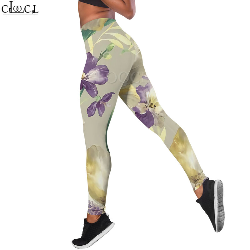 CLOOCL-mallas deportivas con estampado 3D de Iris para mujer, pantalones de cintura alta, elásticos, moldeadores