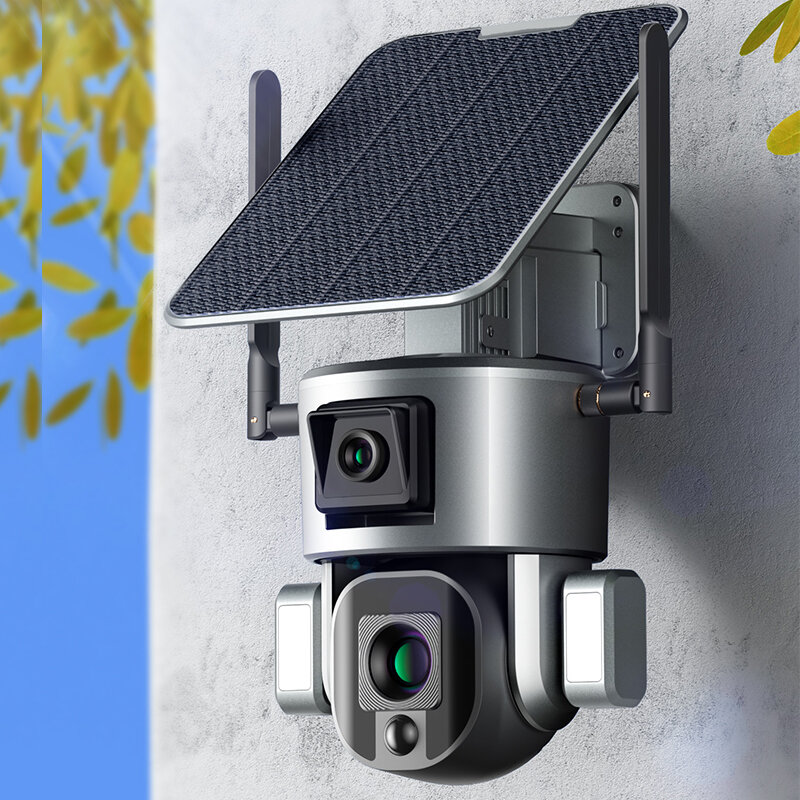 Nuova fotocamera solare 4K HD Dual Scrceen overhead Zoom ottico 10X visione notturna voce bidirezionale con pannello solare 5W WIFI/telecamera solare 4G