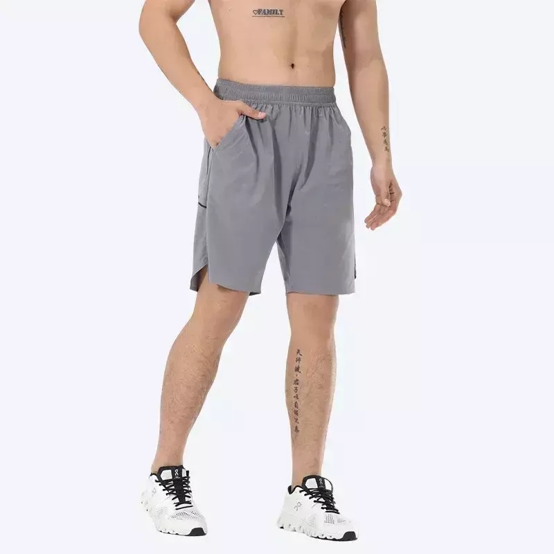 Lemon pantalones cortos deportivos para hombre, shorts de Yoga de fuerza elástica, secado rápido, transpirables, para correr, entrenamiento, Fitness, Verano