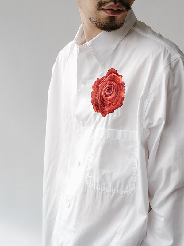 Kwiatowy haft w kwiaty koszula Yohji Yamamoto luźna i duża może być noszona zarówno dla mężczyzn, jak i kobiet modna i wygodna