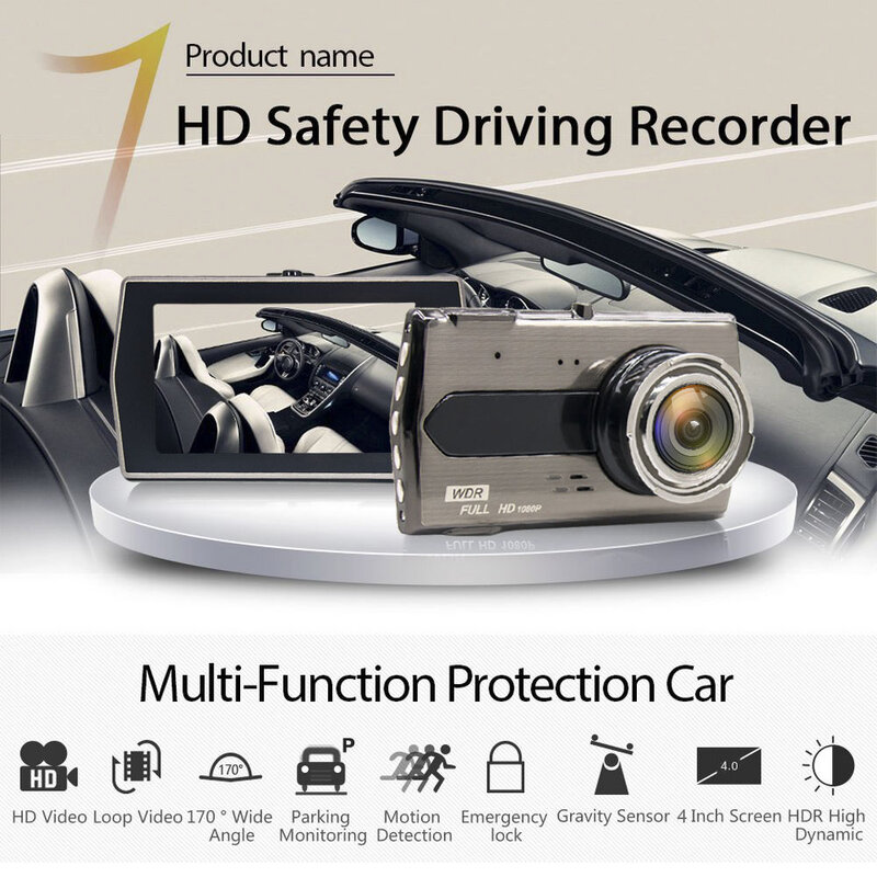 Câmera de visão traseira do carro, Dash Cam, WiFi, GPS, DVR, 1080P HD, Gravador de Vídeo, Visão Noturna, Dashcam do veículo, Câmera do carro, Auto Black Box