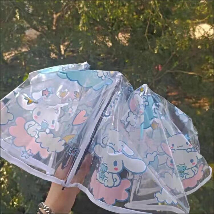 Sanrio-paraguas plegable de dibujos animados para estudiantes, sombrilla automática de Hello Kitty Kuromi Mymelody Cinnamoroll, Kawaii
