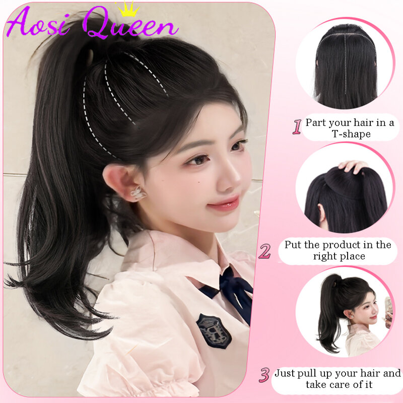 AOSI Ball Head Wig Hair Bag Natural Slightly Curly Grapefruit Belt Ponytail Volume Pad Hair Bag Invisible Traceless Wig Ring