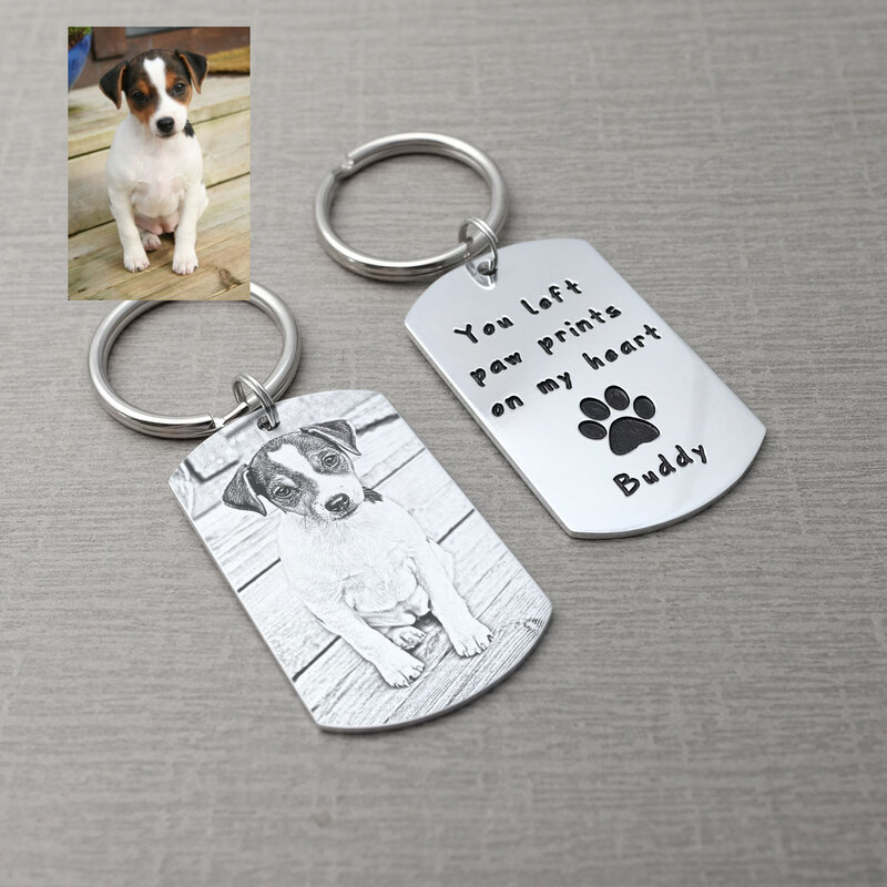 Llavero personalizado con imagen de perro, llavero con foto de perro, para amantes de las mascotas, regalo conmemorativo