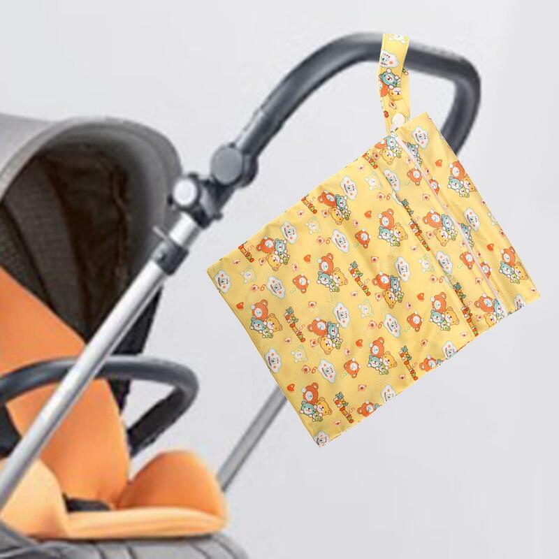Tas popok bayi bermotif, kantung popok bayi, tas penyimpanan popok untuk luar ruangan, pantai, belanja, perjalanan