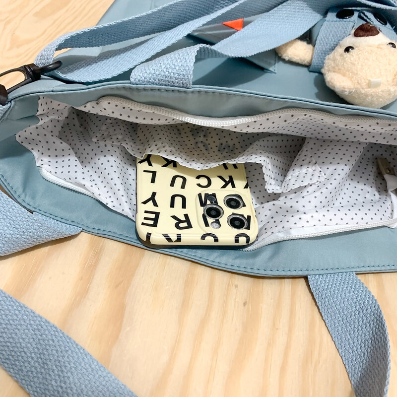 Tas bahu mode sederhana untuk wanita tas Messenger kanvas Solid tas sekolah siswa tas tangan banyak saku tas wanita