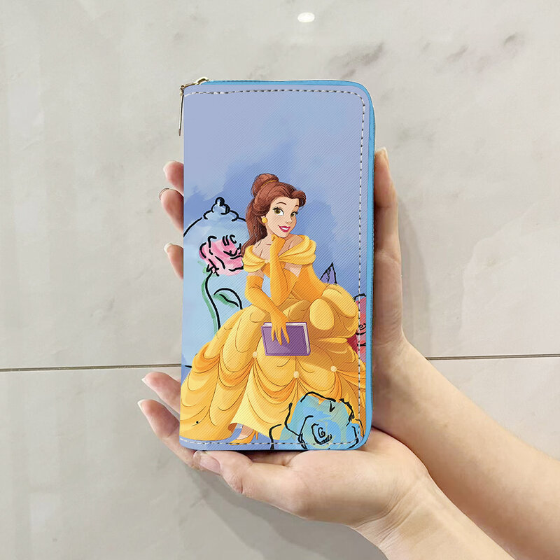 Disney księżniczka piękna i bestia W5999 teczki Anime portfel kreskówka zamek błyskawiczny portmonetka casualowe portmonetki pudełko na karty torebka prezent