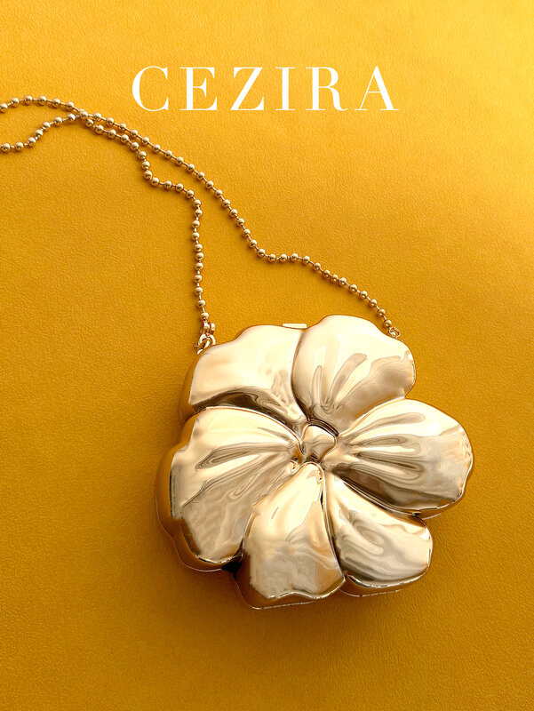 CEZIRA-Acrylic حقيبة سهرة للنساء ، على شكل زهرة ، حقائب يد أنيقة ، سلسلة كتف من الخرز ، سلسلة متقاطعة مع الجسم ، حفلة موسيقية ، أزياء فاخرة