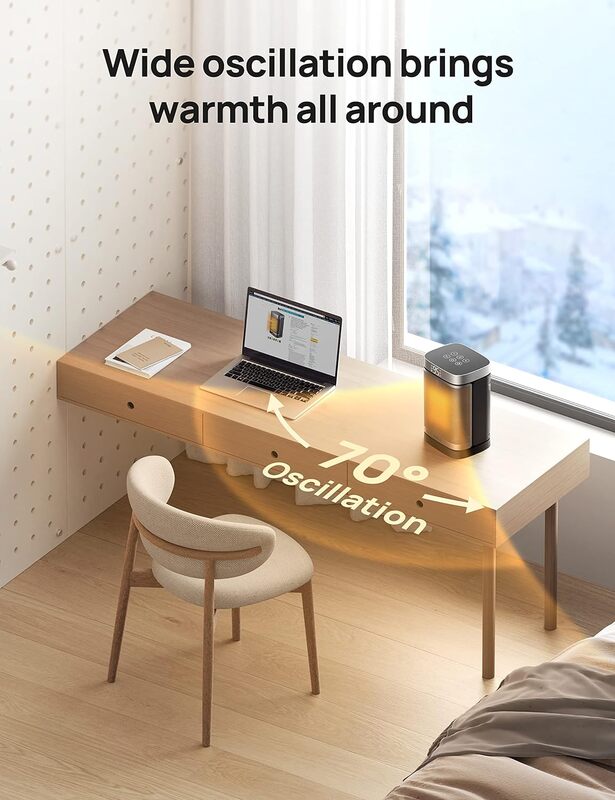 Pemanas ruangan dalam ruangan, pemanas listrik portabel 1500W dengan Remote, pemanas listrik keramik PTC untuk kamar tidur dengan Thermostatl