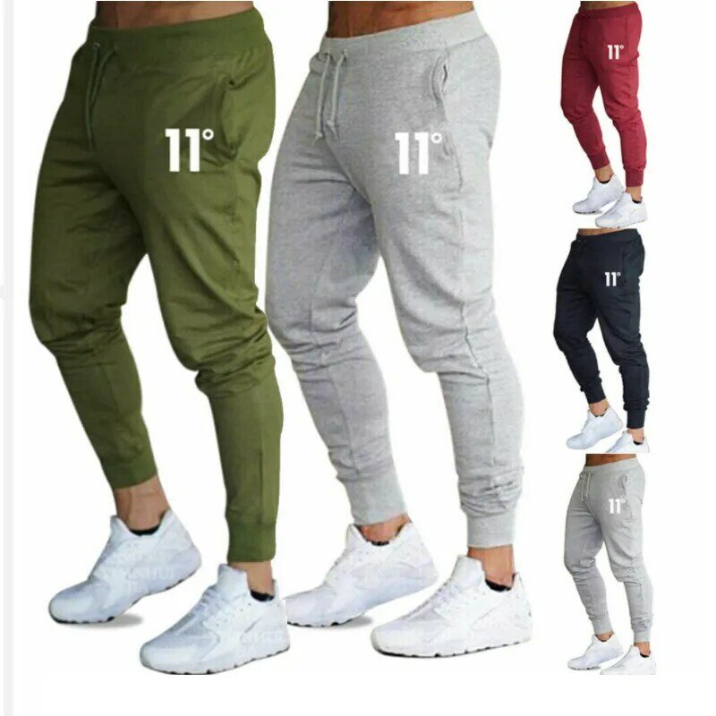 Hot Mens Casual Slim Fit Tracksuit Sports Solid Male Gym Cotton Skinny Joggers Sweat Casual Pants Trousers