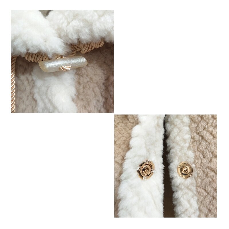 Женское теплое пальто JT350 из овечьей шерсти, зимняя женская повседневная куртка из овечьей шерсти, пальто